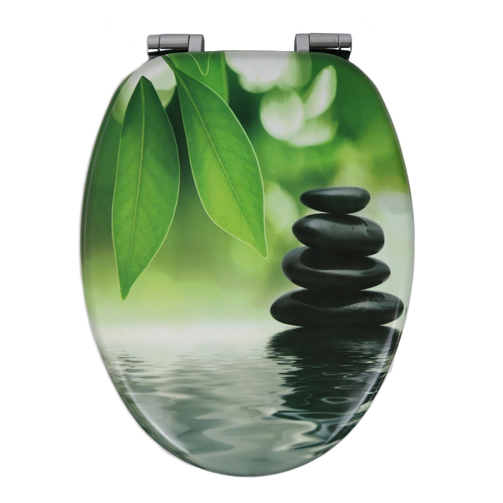 Sedile wc copri vater universale frizionato fantasia in mdf chiusura rallentata *** fantasia black stone, confezione 1