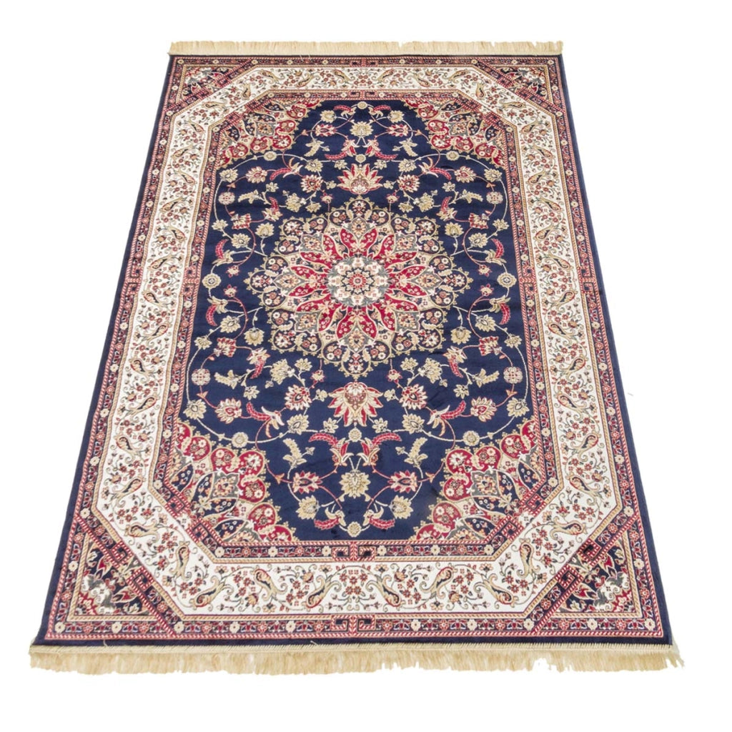 Tappeto RUBINE 317 Keshan BLU cm.160x230 disegno classico persiano stile orientale tradizionale. Tappeto salotto, soggiorno, camera da letto, ingresso, corridoio.