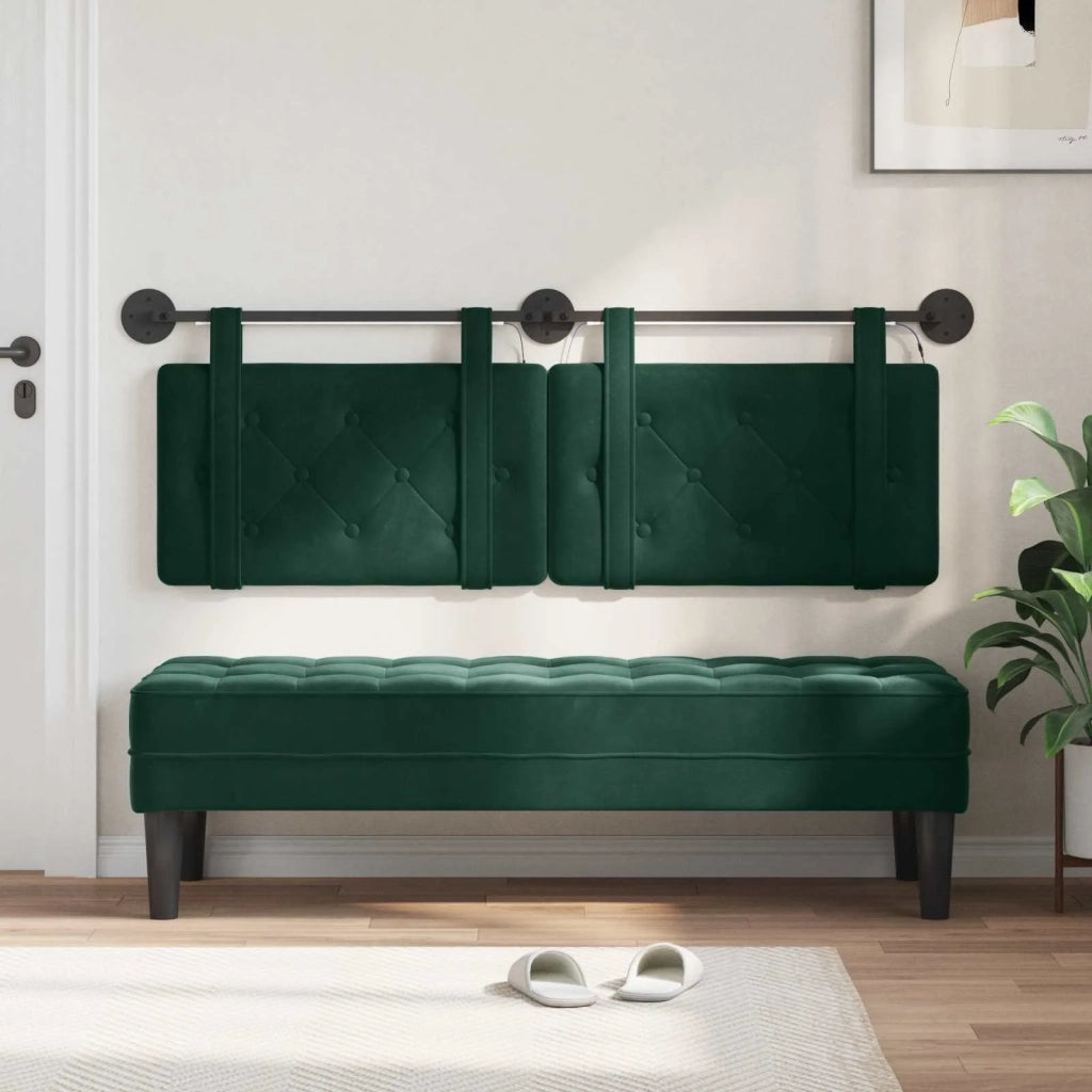 Testiera | Testata sospesa Con luce LED Verde Scuro Velluto