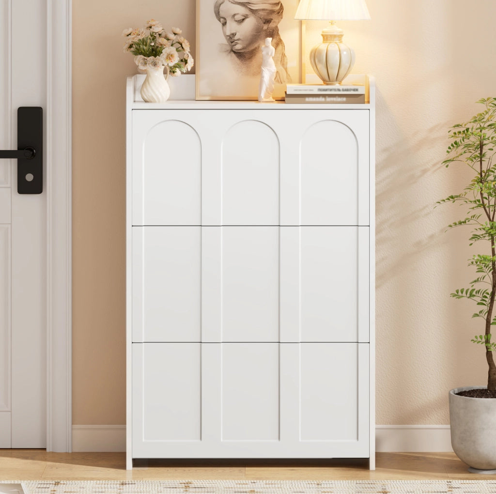Scarpiera salvaspazio 70x25x120 cm con 6 ripiani in MDF bianca HOMVRA