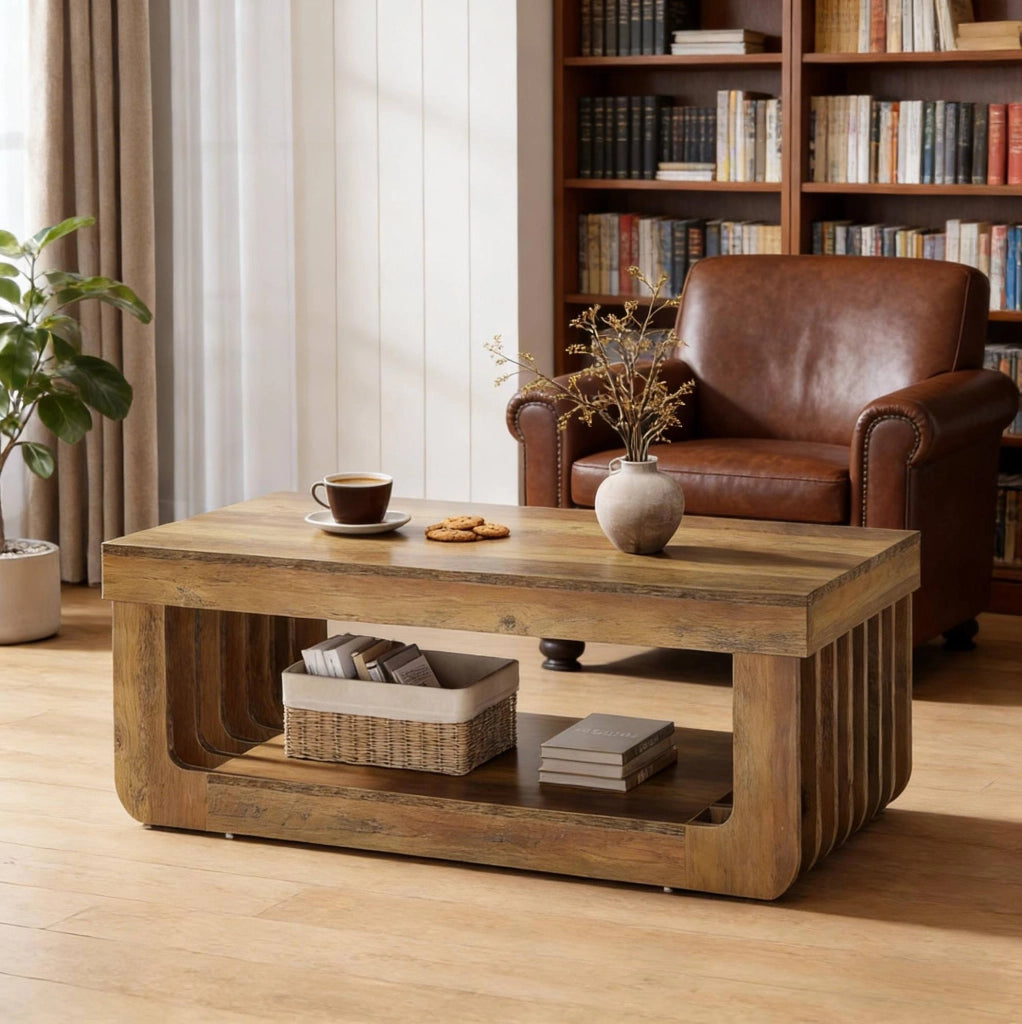 TAVOLINO DA CAFFÈ 120x60x45 cm in MDF Marrone, stile rustico