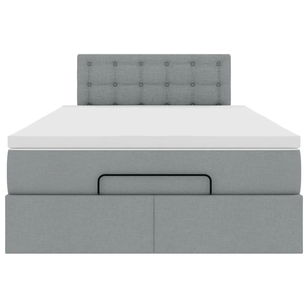 Pouf Letto con Materasso Grigio Chiaro 120x200 cm in Tessuto 3311615