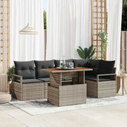 Set Divano da Giardino 6 pcs Grigio Poly Rattan