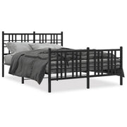 Letto matrimoniale | Letto per adulti | Giroletto con Testiera e Pediera Metallo Nero 137x190 cm