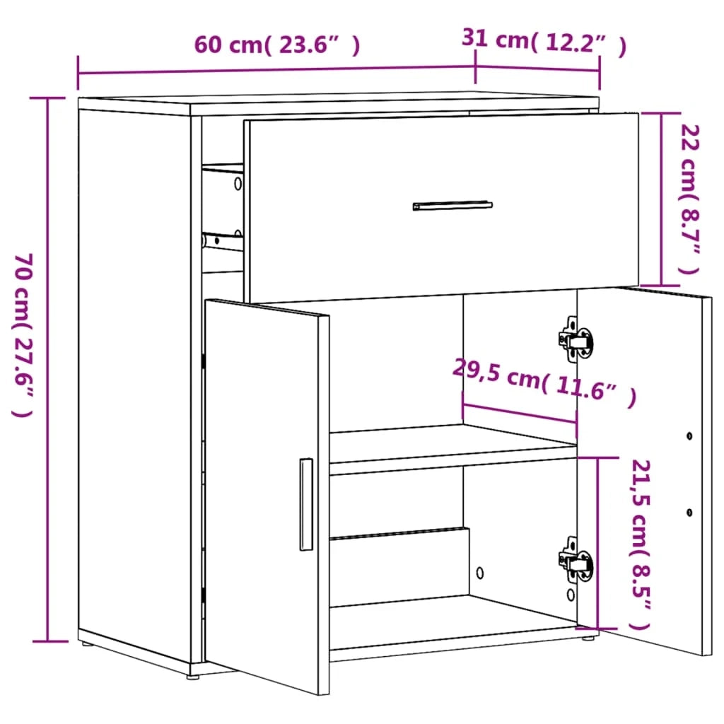 Buffet credenza cassettiera armadio mobile contenitore organizer per cucina soggiorno salotti set da 2 60 x 31 x 70 cm legno ingegnerizzato grigio 02_0036857