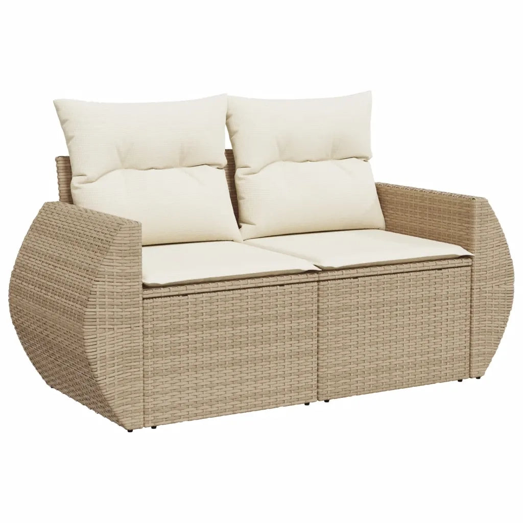 Set Divano da Giardino 4 pz con Cuscini Beige in Polyrattan