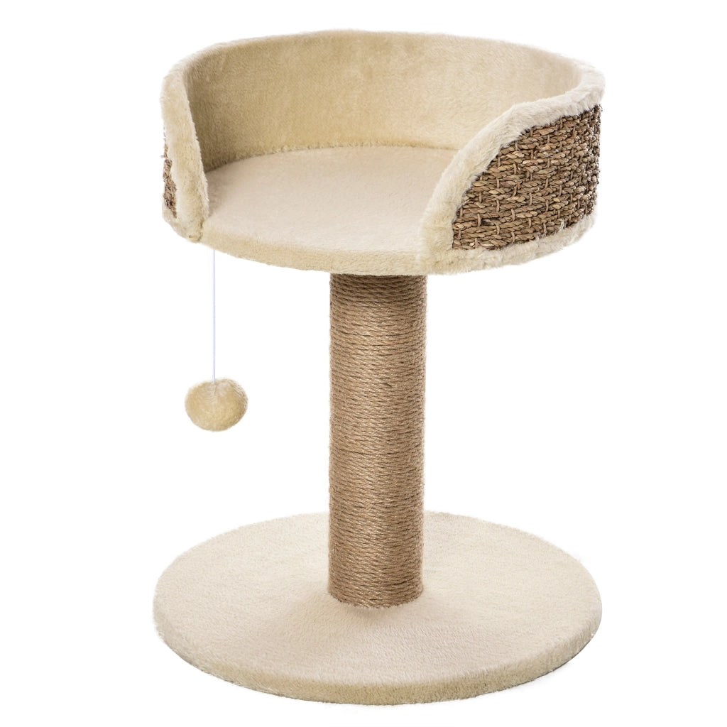 Tiragraffi per gatti con gioco pompon ¨C Minimal ¨C 40x40x49 cm sisal beige