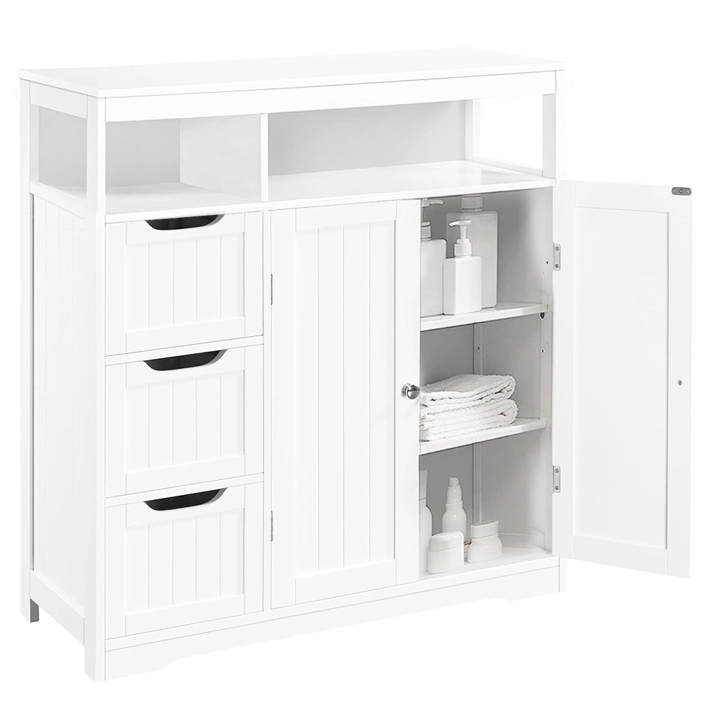 Mobile da Bagno Armadietto da Terra 3 Cassetti e 2 Ante Armadio 80.5x30x86.5cm