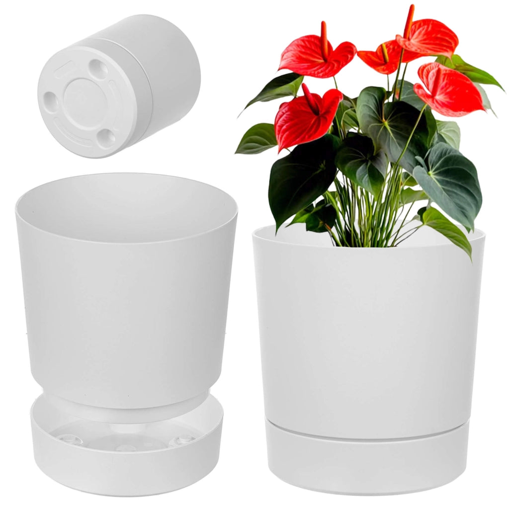 Vaso da fiori KADAX con supporto, rotondo, in plastica, 34,5 cm