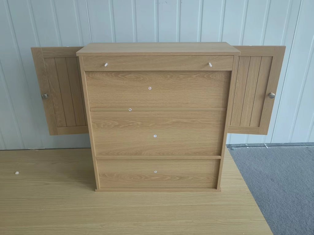 Mobile bagno sospeso ULEVR in MDF effetto rovere con 2 ante e vano a giorno, marrone