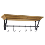 MENSOLA APPENDINO COLOR NATURALE CON 6 GANCI NERI 80 X 20 X 25 CM