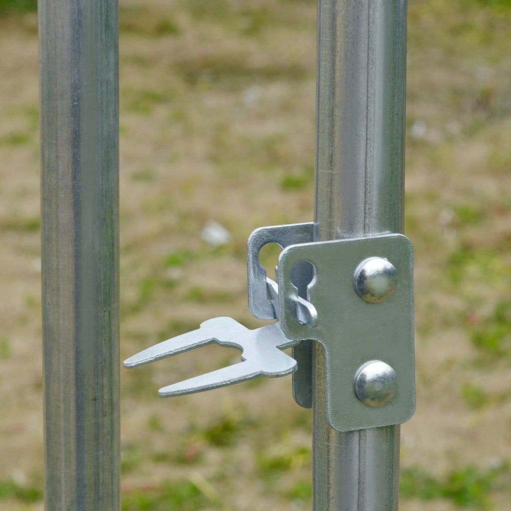Recinto per Animali da Giardino ¨C Xylo ¨C Metallo Galvanizzato con Tetto Anti UV 280x380x197 cm Argento