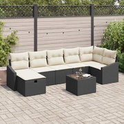 Set di divani con cuscino 8 pcs Nero polyrattan