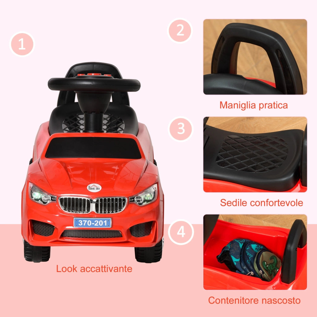 Auto Macchina Cavalcabile per Bambini Clacson e Musica Rossa