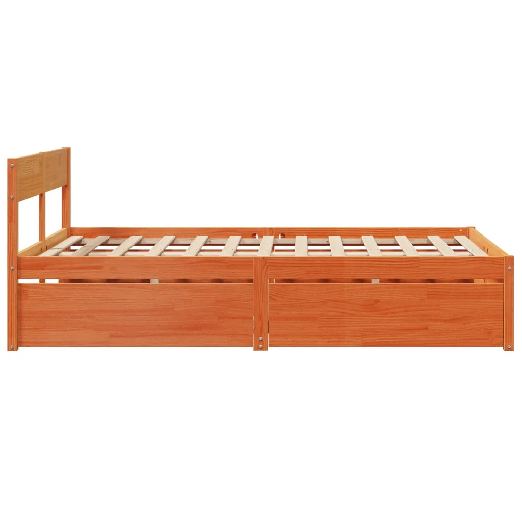 Letto senza Materasso Marrone Cera 140x190 cm in Legno di Pino 3282356