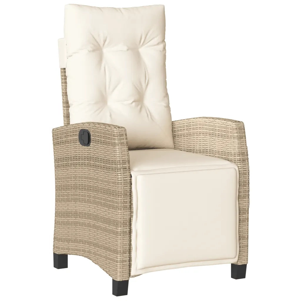 Sedia Reclinabile da Giardino con Poggiapiedi Beige Polyrattan 365236