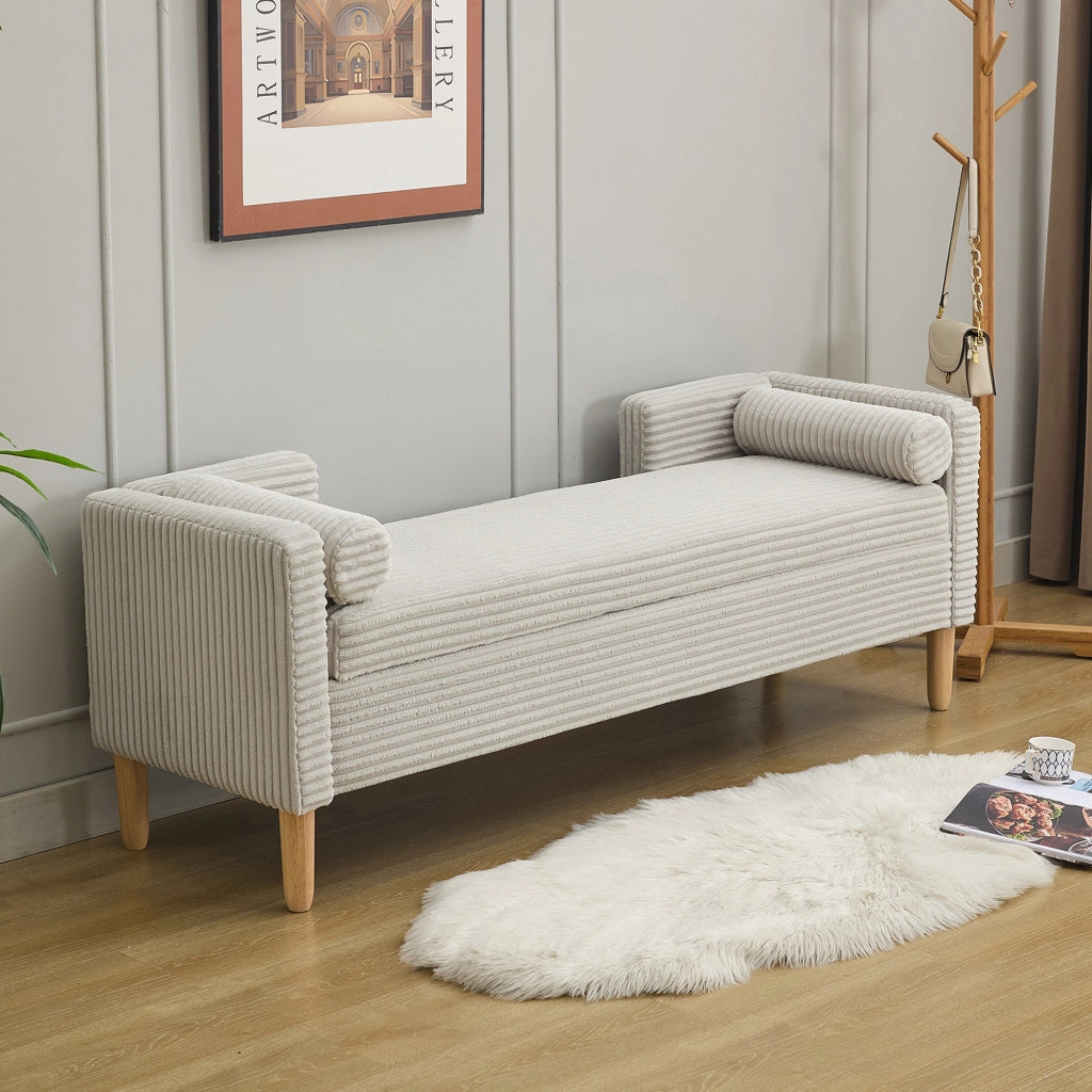 Pouf con Braccioli, Schienale e Cuscini ¨C MINIMAL ¨C Velluto Grigio