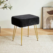 Sostegno per piedi con supporto in ottomano in velluto - Tavolo supplementare - Triclinio per trucco - Bancone - Sedia con piedi metallici - Base solida