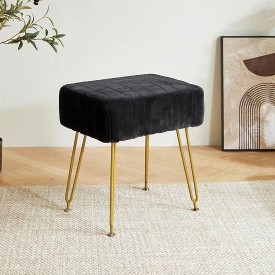 Sostegno per piedi con supporto in ottomano in velluto - Tavolo supplementare - Triclinio per trucco - Bancone - Sedia con piedi metallici - Base solida