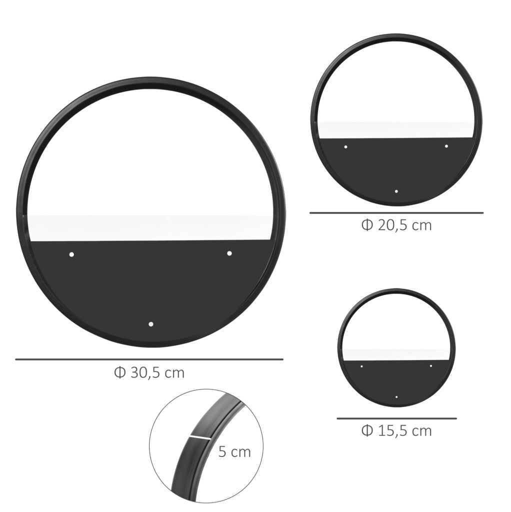 Fioriere da parete 30,5x30,5x5 cm in acciaio nero, 3 pezzi, salvaspazio –