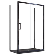 Box doccia tre lati porta scorrevole profili neri h195 6mm agata, misura 80x110x80