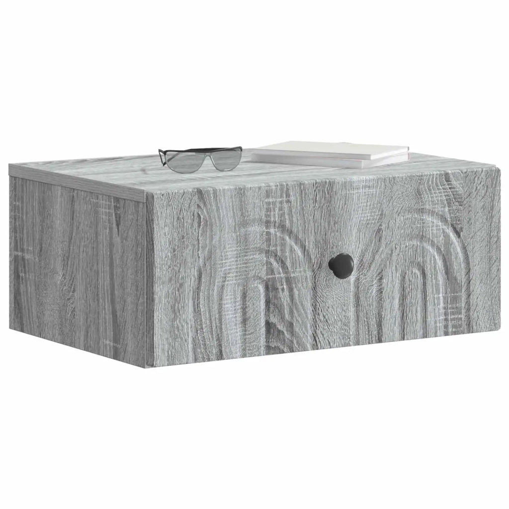 Set di 2 Comodini | Armadio da Notte | Mobiletto da notte a muro Grigio Sonoma 49 x 34,5 x 20 cm