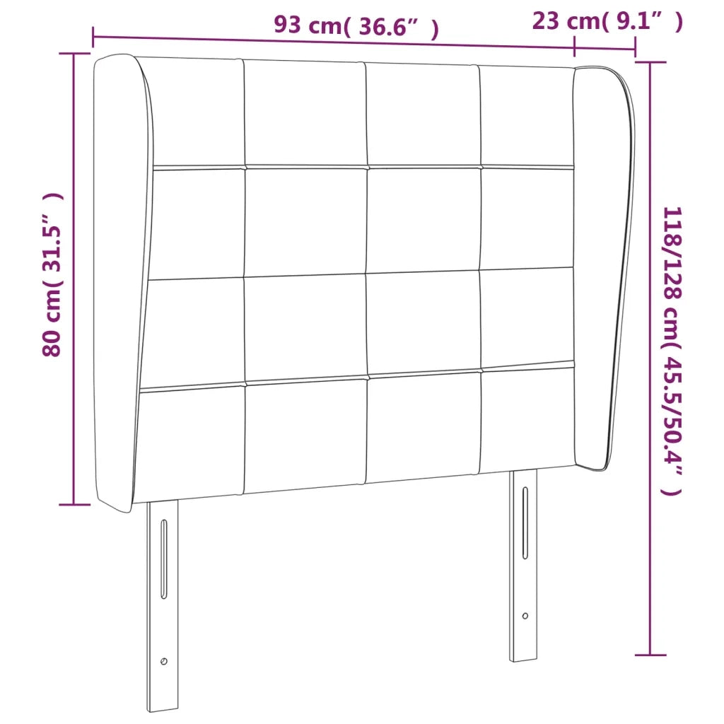 Testiera | Testata ad Orecchio Grigio Chiaro 93x23x118/128 cm in Velluto