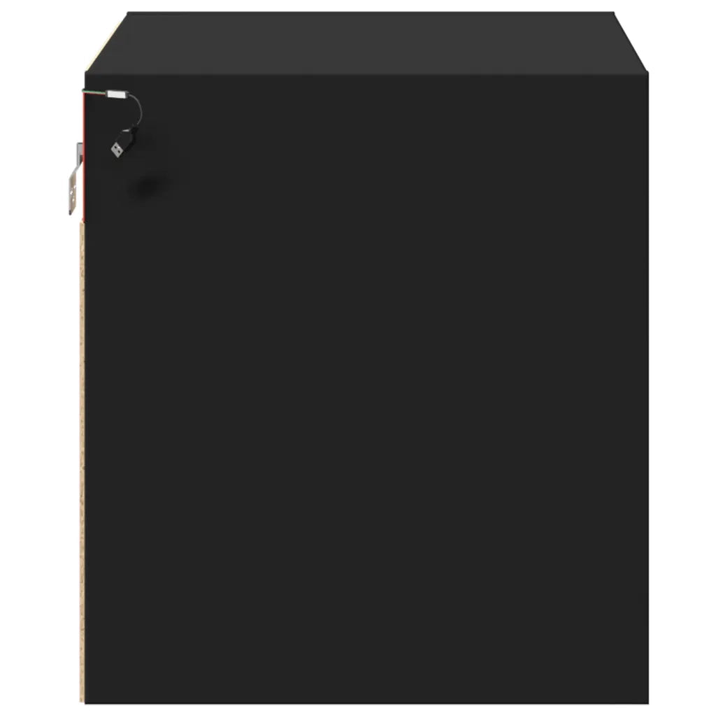 Comodini a Parete con Luci LED 2 pz Neri 852092