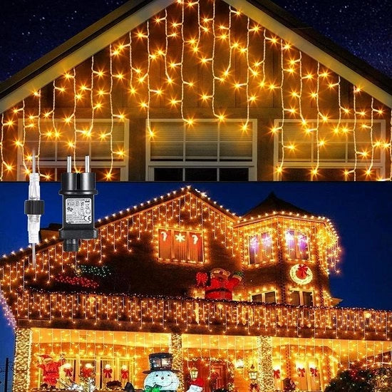 Decorazione di Natale a espandere tenda da sogno 4m x 0,6m 600 LED impermeabile IP44 - Tenda da luce per interni 8 posizioni camera finestra decorativa luce calda bianca