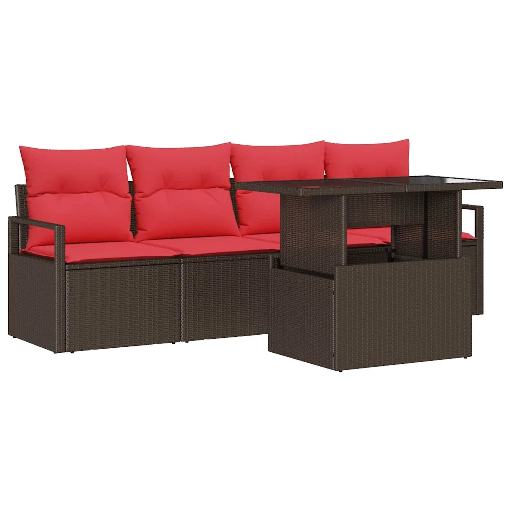 Set Divano da Giardino 5 pcs Marrone Poly Rattan 3357467