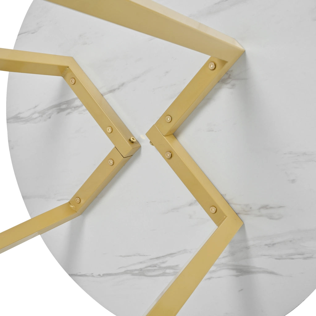 Tavolo da pranzo rotondo con piedini regolabili e struttura in metallo per cucina, MDF bianco, 80 × 75 cm