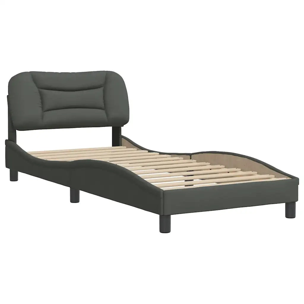 Giroletto senza Materasso-Struttura Letto Hvar Grigio Scuro 80x200 cm Tessuto