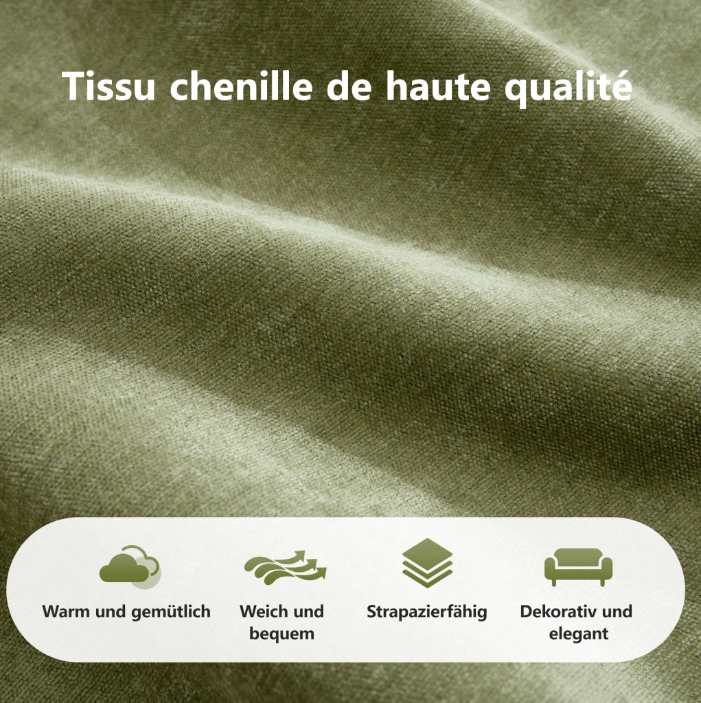 Divano modulare in ciniglia verde con schiuma 32D