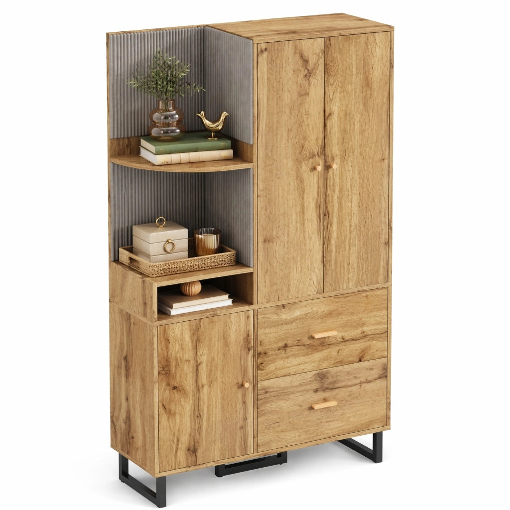 Guardaroba da ingresso compatto 110x186x38 cm nero e legno