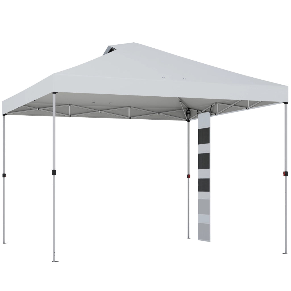 Gazebo Pieghevole 3x3 m Pop Up da Giardino in Metallo e Tessuto Oxford Bianco Resistente con Sacchi di Sabbia