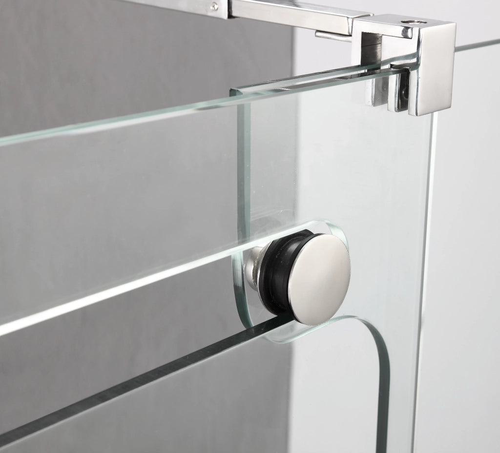 Box doccia angolare VETRUM apertura al vertice 145x70 cm (143-148/65-70) acciaio inox lucido