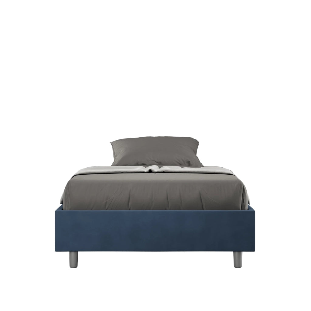 Letto Matrimoniale Francese Sommier 150x200 cm con Rete e Contenitore Azelia Blu