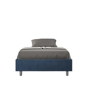 Letto Matrimoniale Francese Sommier 150x200 cm con Rete e Contenitore Azelia Blu