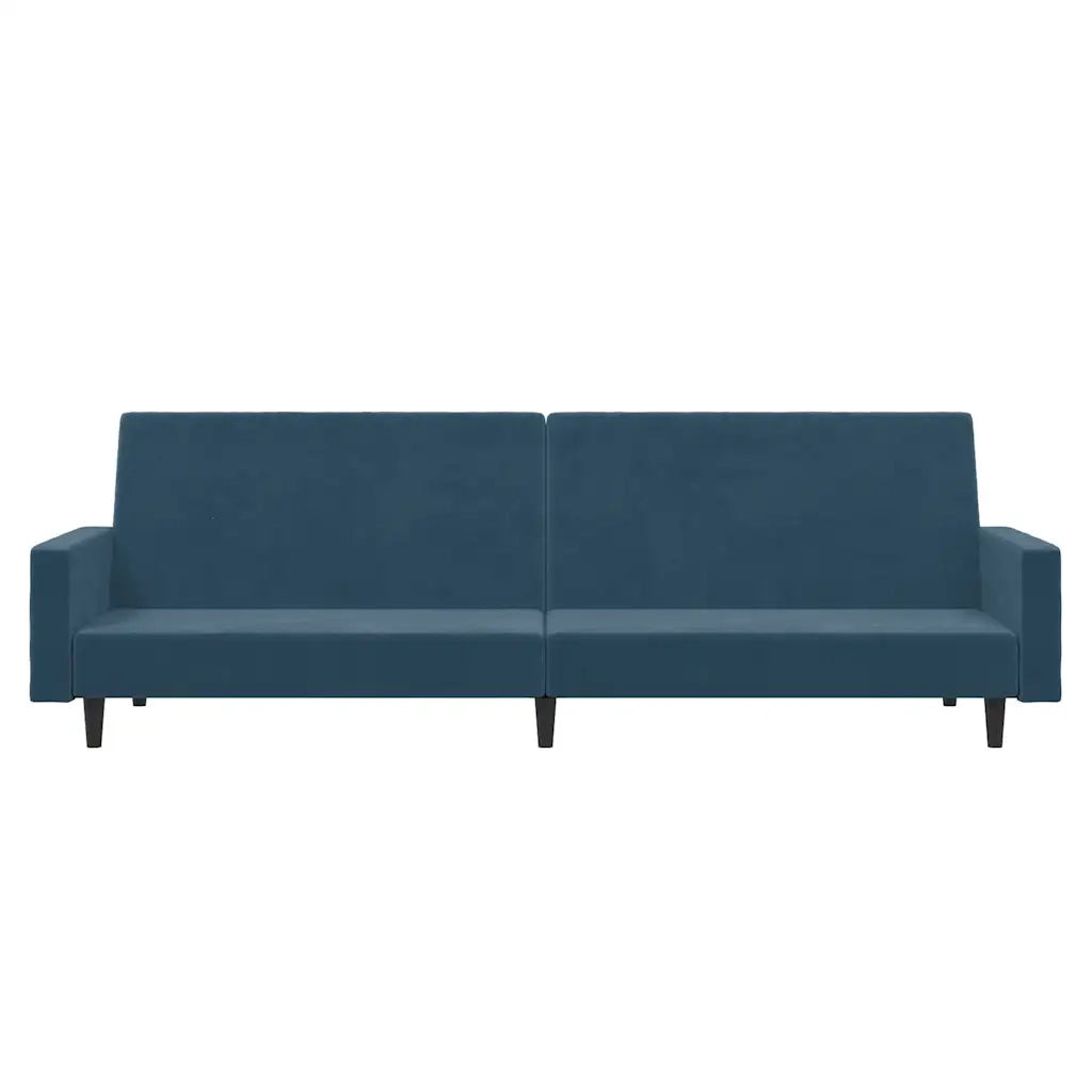 Divano Letto a 2 Posti Blu in Velluto 375736