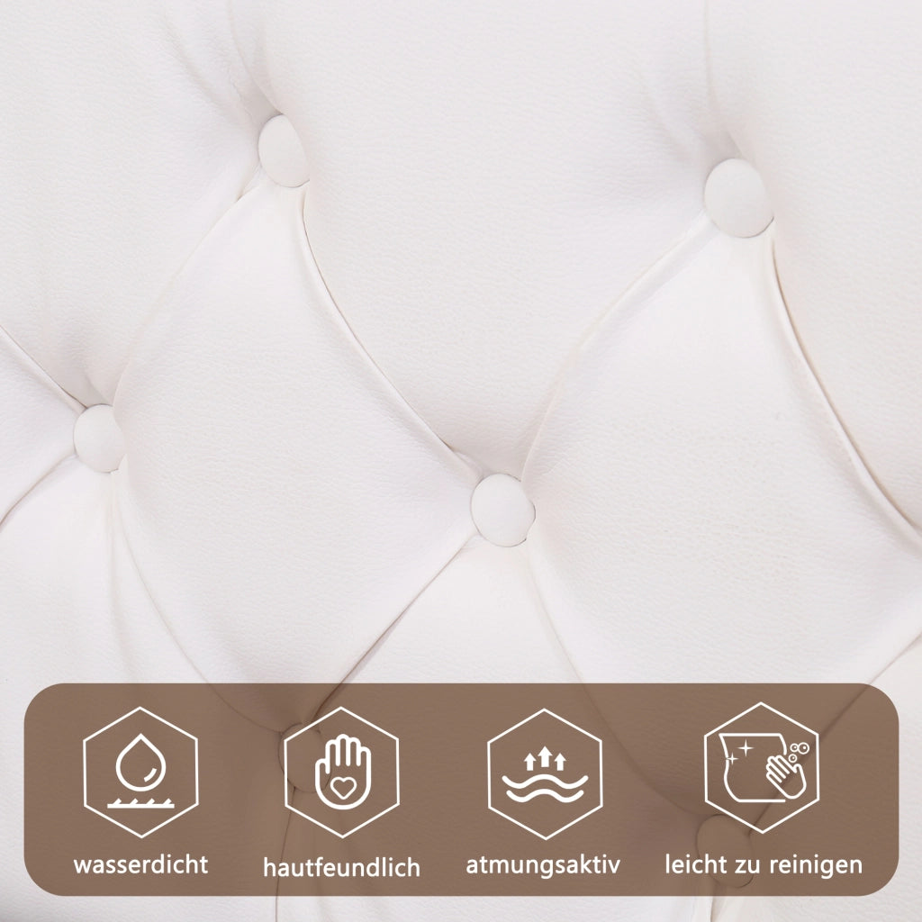 Letto matrimoniale imbottito 160 × 200 cm con contenitore LED in PU bianco rete a doghe e testiera alta