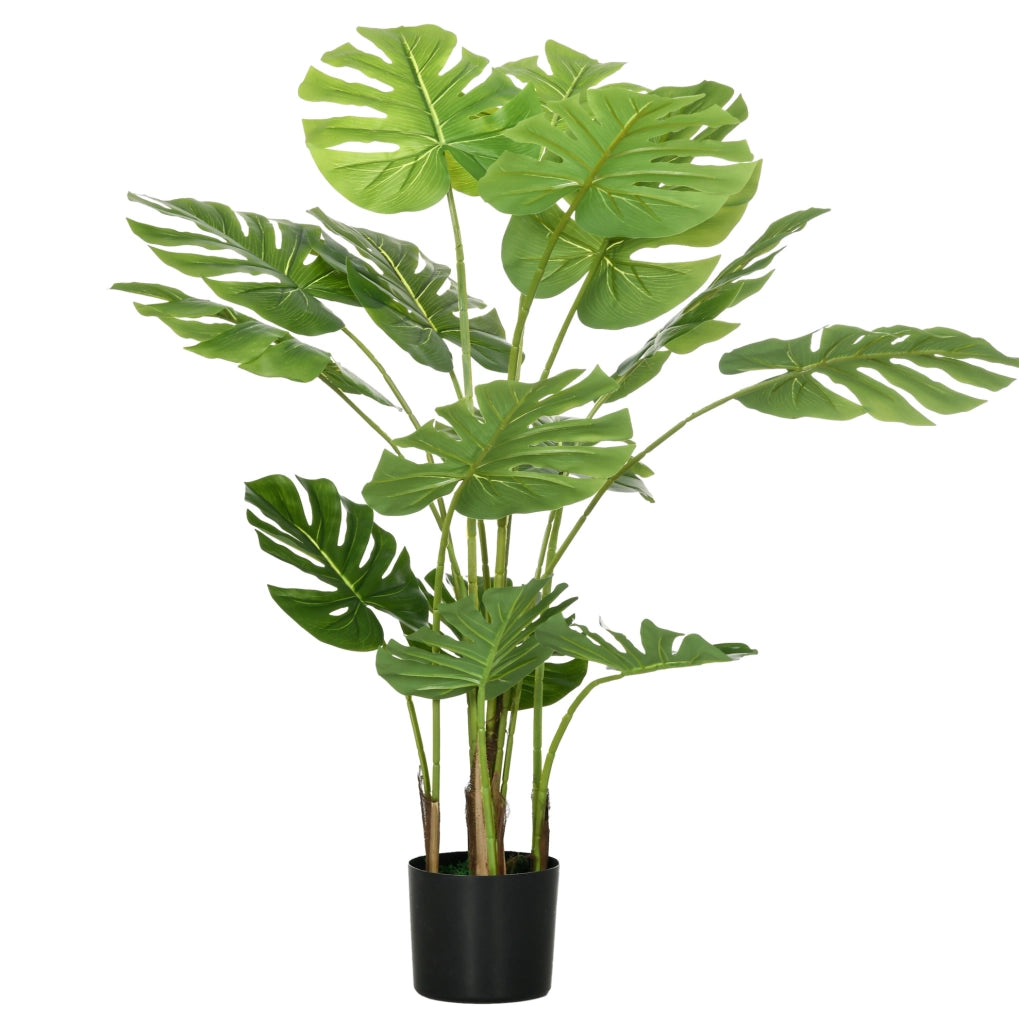 Pianta artificiale Monstera 120 cm verde in plastica, vaso incluso