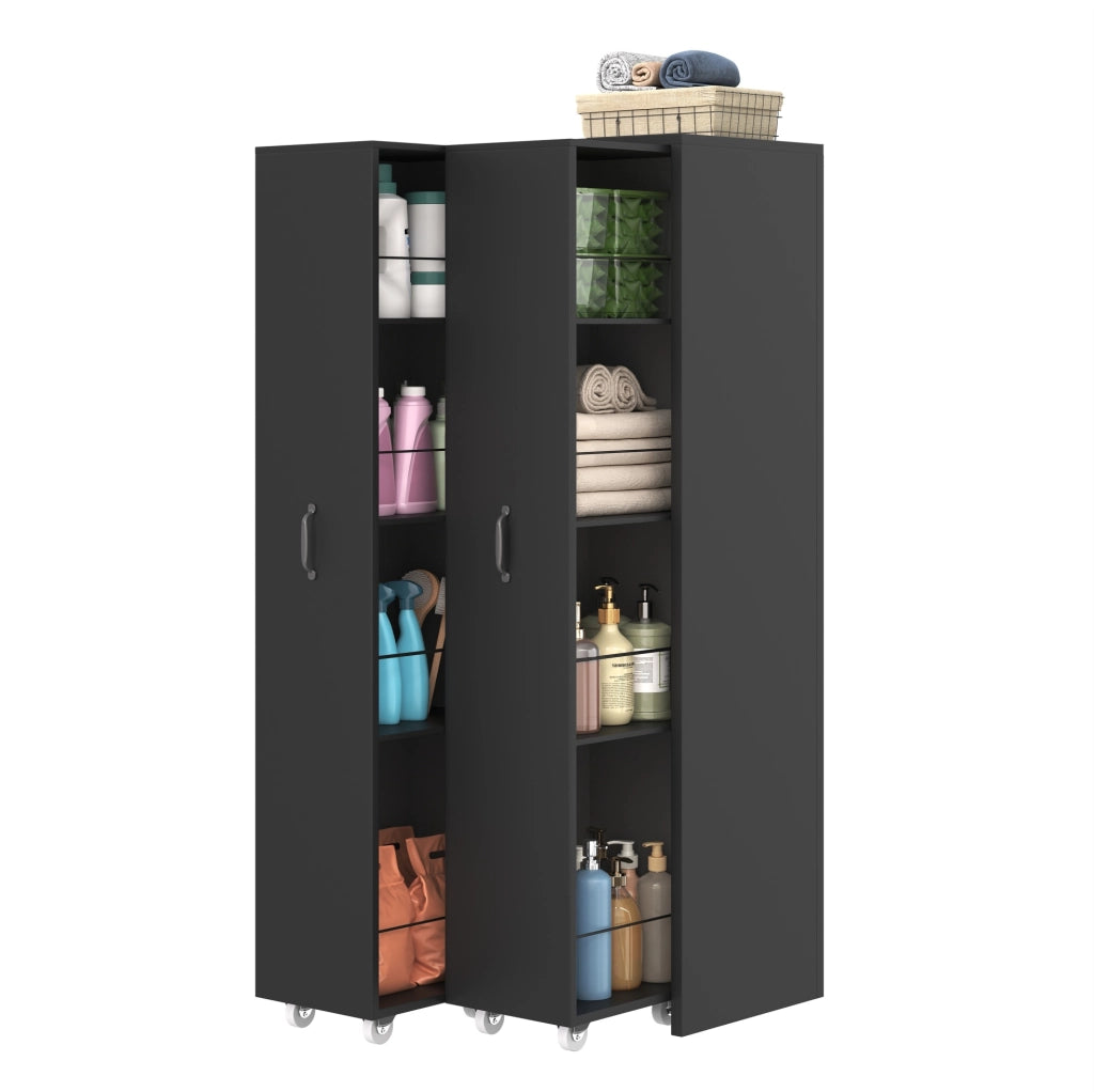 Libreria Estendibile con Ruote, 4 Ripiani in MDF, Portata 20 kg per Ripiano, Moduli Scambiabili Destra/Sinistra