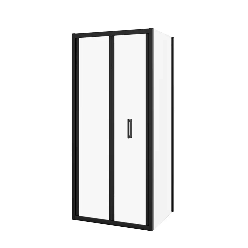Box doccia 70x70 cm angolare profili neri apertura a libro vetro 6mm trasparente | Capri