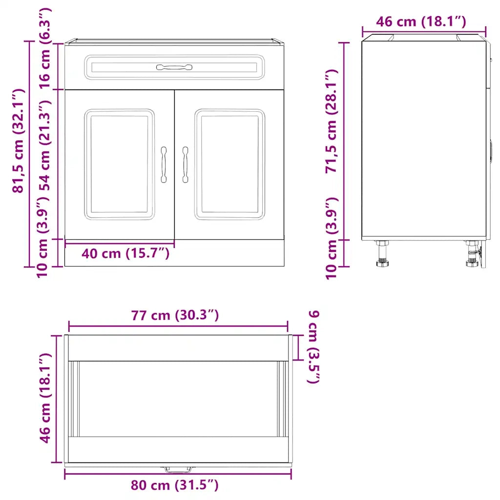 Pensile da cucina | Base da Cucina Lucca Grigio Sonoma in Legno Multistrato