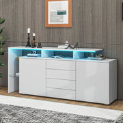Comò e Sideboard con LED, Mobile Soggiorno Bianco Lucido, Credenza TV, Highboard Multiuso per Sala da Pranzo