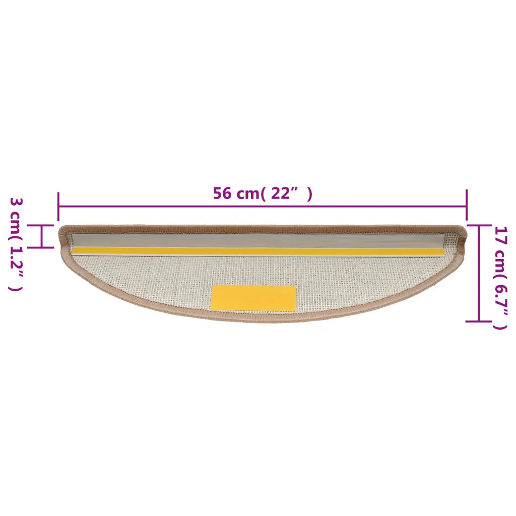 Tappetini per scale 10 pz | Gradini per Scale 56x17x3 cm Marrone chiaro Semicircolari