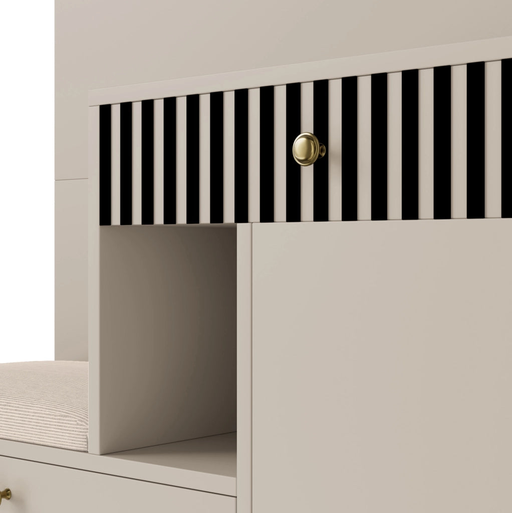 Mobile da ingresso 110x37x185,5 cm in MDF con specchio, seduta e ripiani