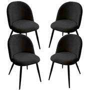 SET 4 POLTRONE IMBOTTITE IN TESSUTO TEDDY COLORE NERO SEDIA CON GAMBE IN METALLO NERO 48X50X79 CM PORTATA MAX 130 KG
