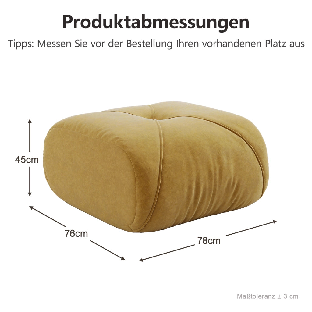 Divano modulare in ciniglia gialla con design ergonomico
