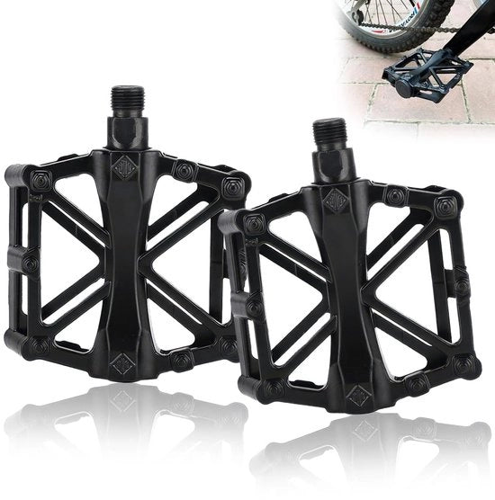 Pedali per bicicletta 9/16 pollici - Pedali in alluminio leggero - Antiscivolo - Piattaforma ampia 85x115 mm - Resistente allo shock - Cuscinetti a sfera soffici - Accessori per bicicletta